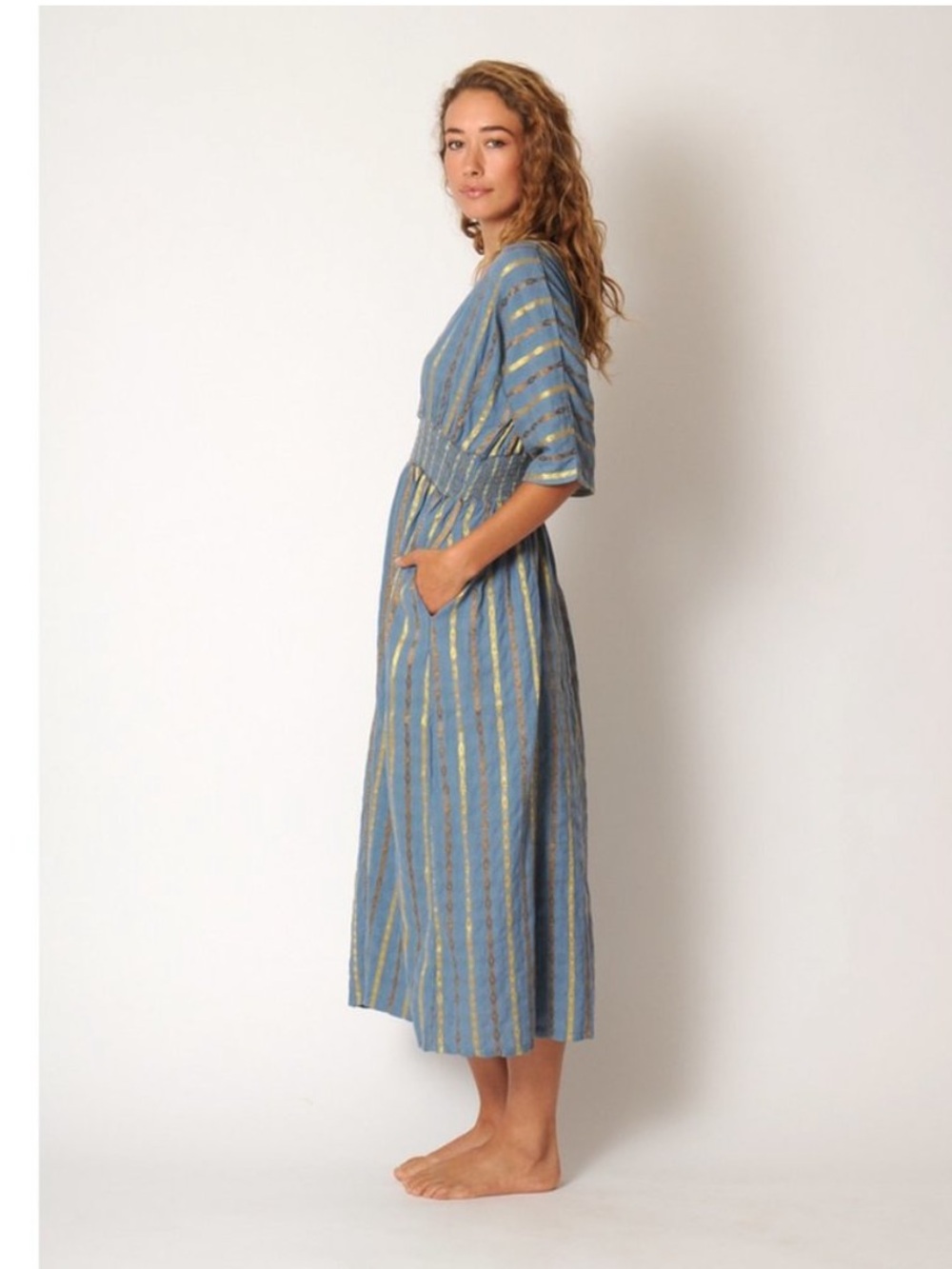 Ace & Jig Midi Smocked Dani Dress in Stardust Size Small - Picture 2 of 5